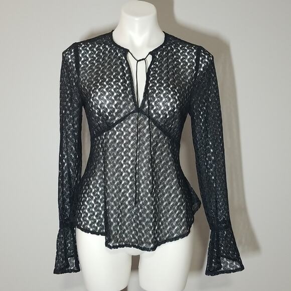 NWT Cooper St. Priscilla Top Black and Navy Lace - Picture 1 of 12